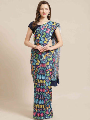 Shop Stylish Poly Chiffon Floral Butterfly Print Saree 