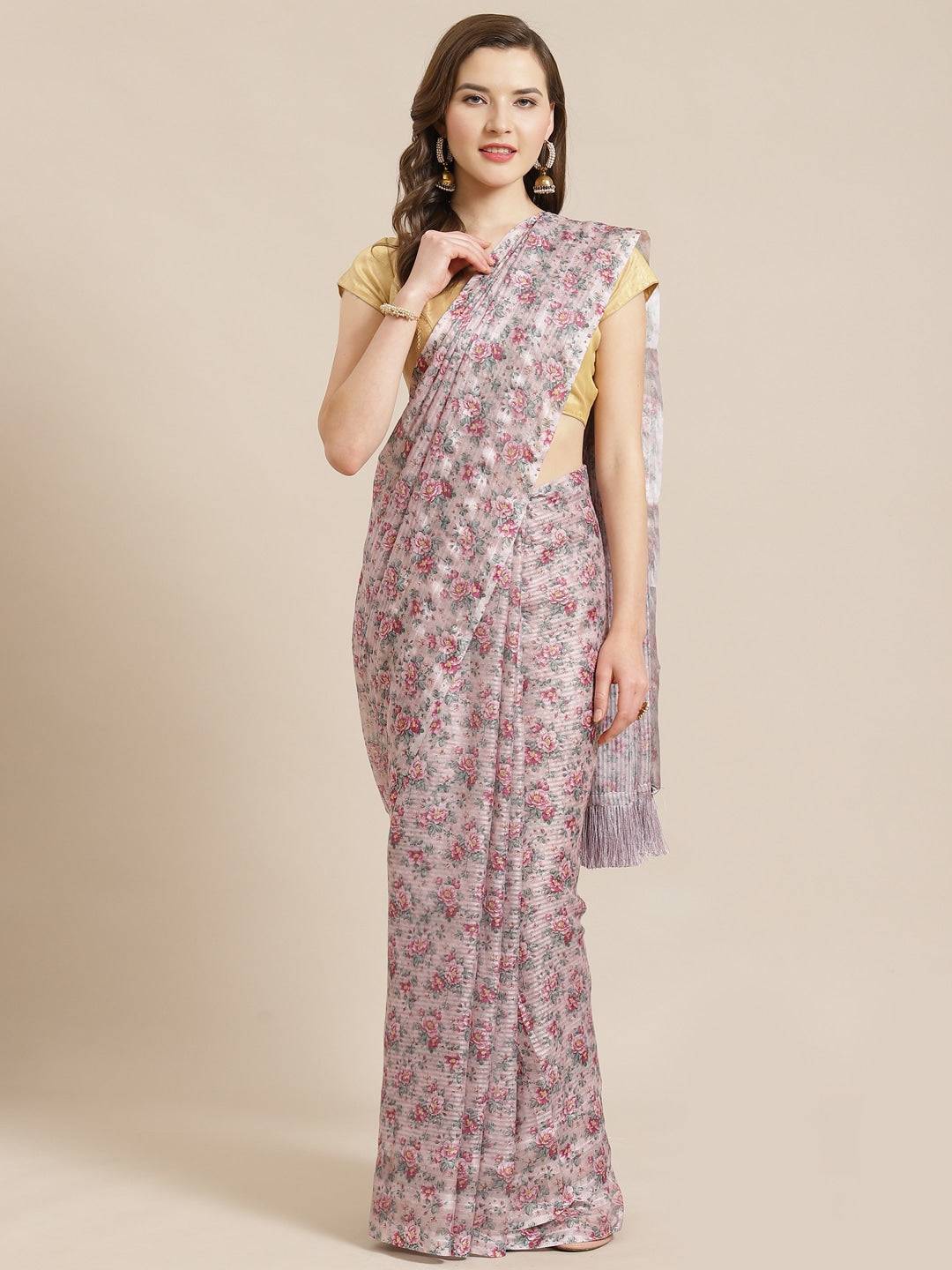 Bollywood Style Floral Soft Silk Saree 