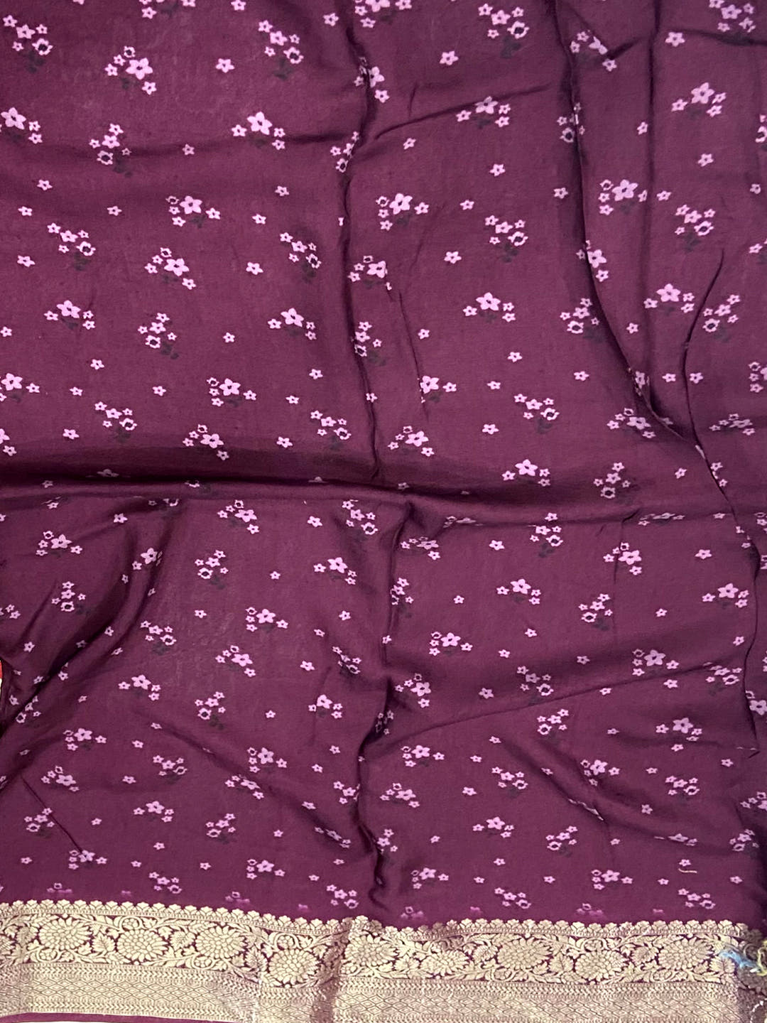 Wine Floral Peacock Fusion Saree