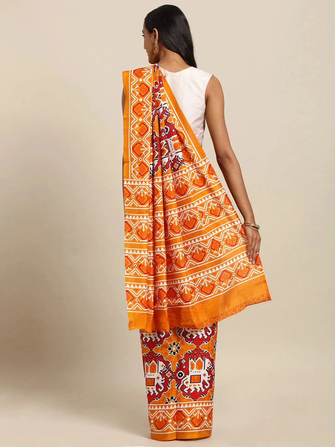Exclusive Beautiful Linen Printed Border with Ajrakh Saree