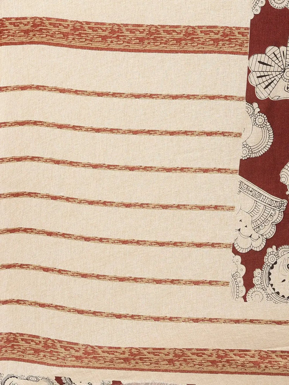 Stylish Linen Kalamkari Printed Chanderi Saree