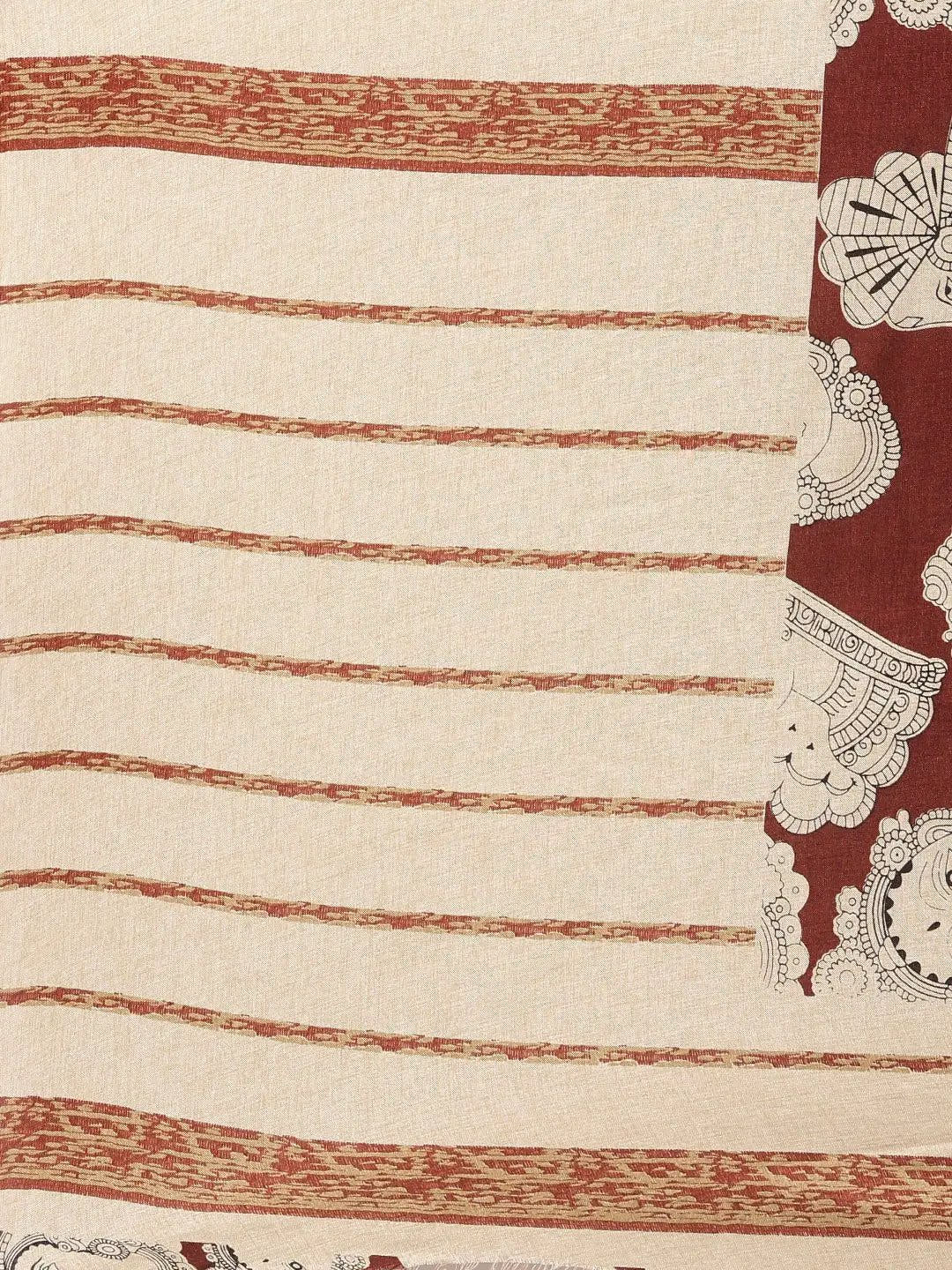 Stylish Linen Kalamkari Printed Chanderi Saree