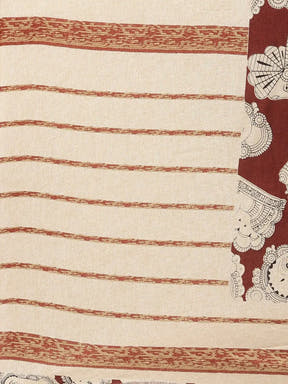 Stylish Linen Kalamkari Printed Chanderi Saree