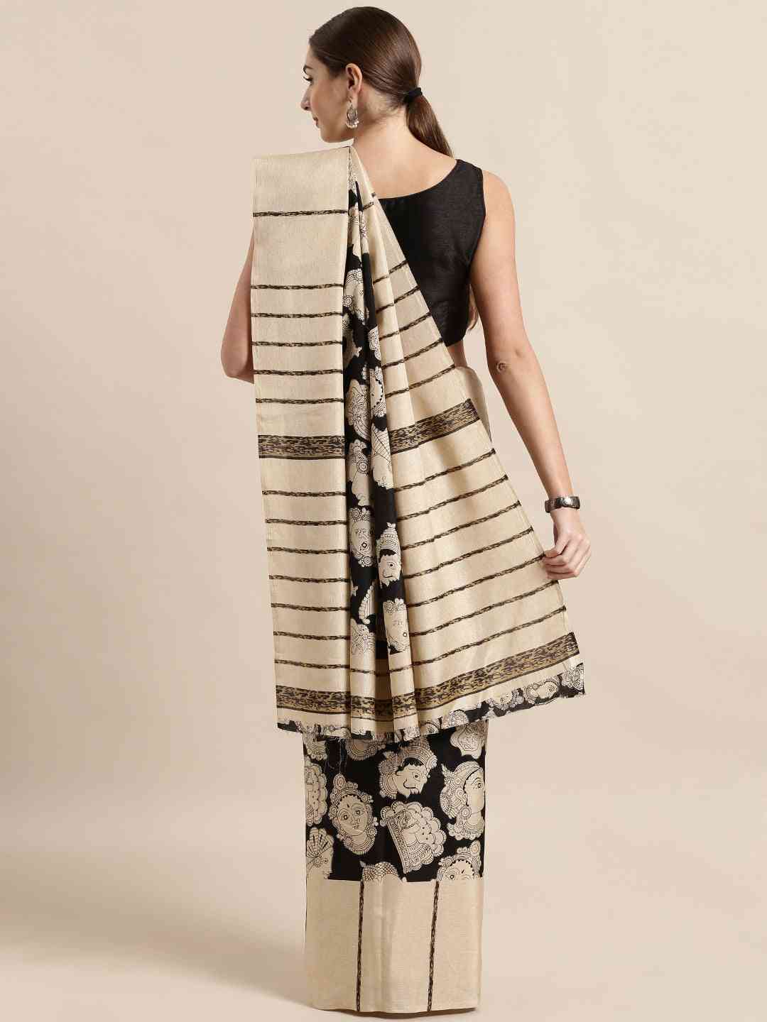 Soft Linen Chanderi Saree with Kalamkari Print