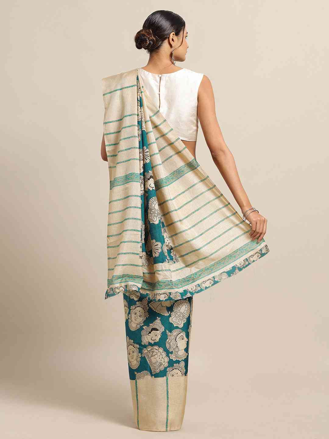 Exclusive Stylish Linen Kalamkari Printed Chanderi Saree 