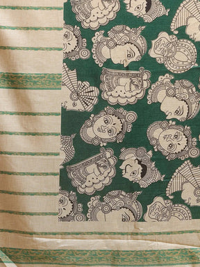 Exclusive Stylish Linen Kalamkari Printed Chanderi Saree 