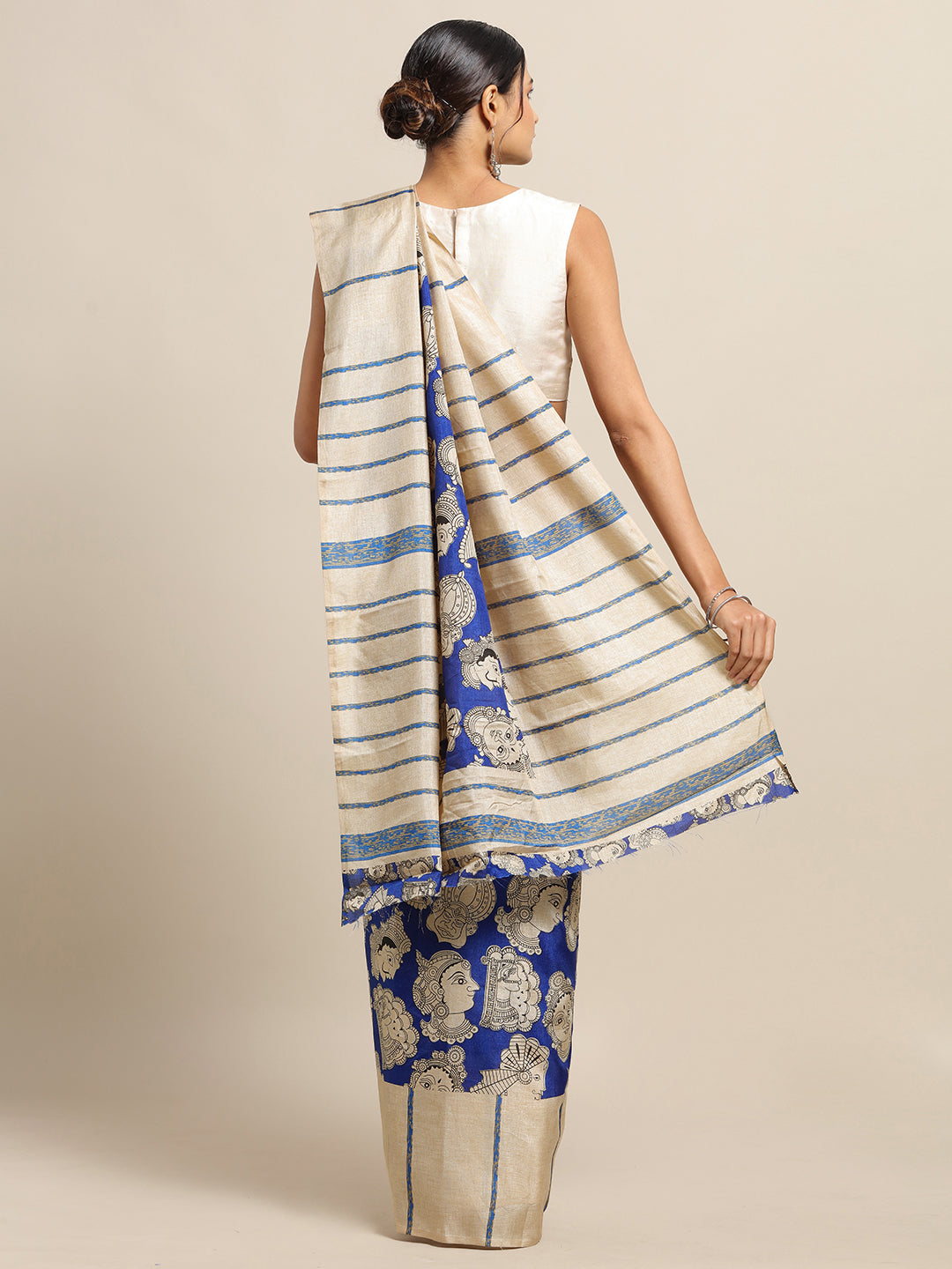 Exclusive Stylish Linen Kalamakri Printed Chanderi Saree