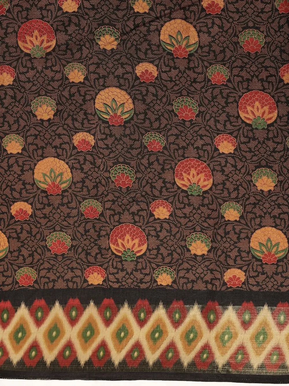 Beautiful Linen Saree With Printed And Ethnic Motifs Work