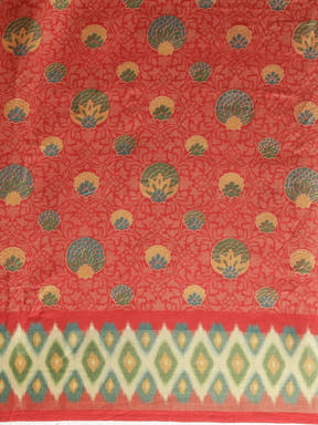 Beautiful Linen Saree With Printed And Ethnic Motifs Work