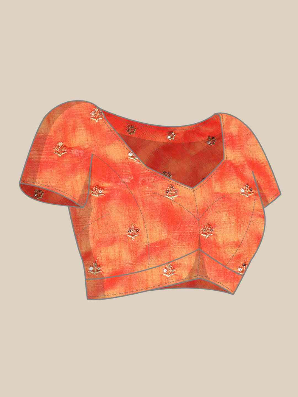  Stylish Orange Colour Velvet Saree with Mirror Work 