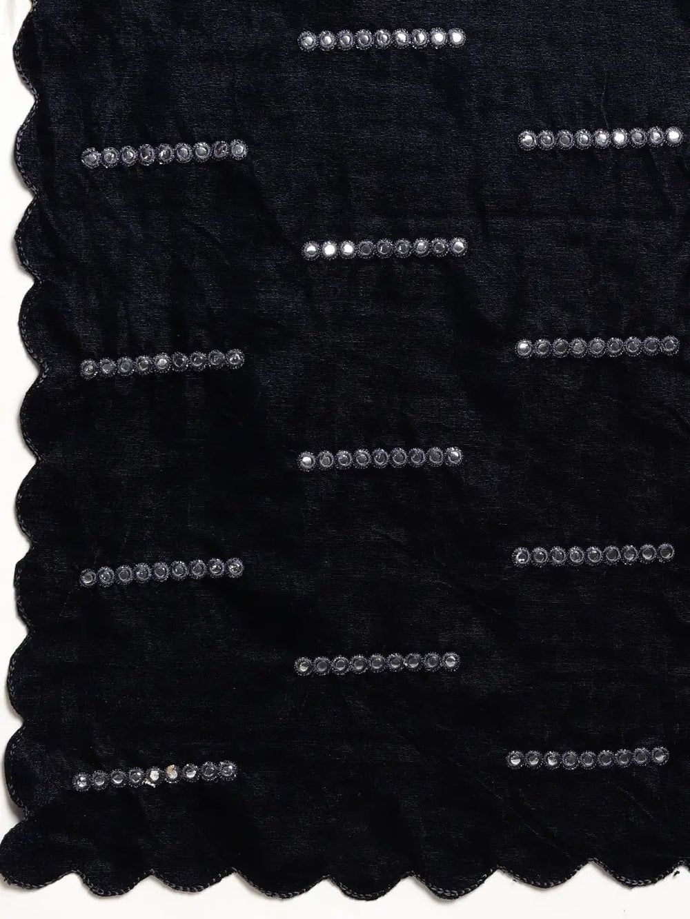 Navy Colour Embroidered Velvet Saree with Mirror Work