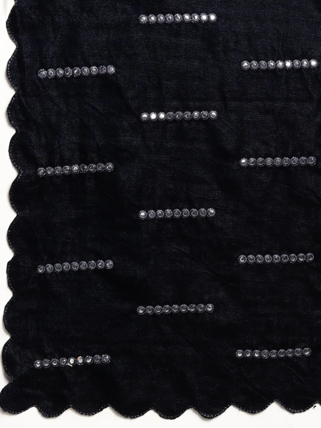 Navy Colour Embroidered Velvet Saree with Mirror Work