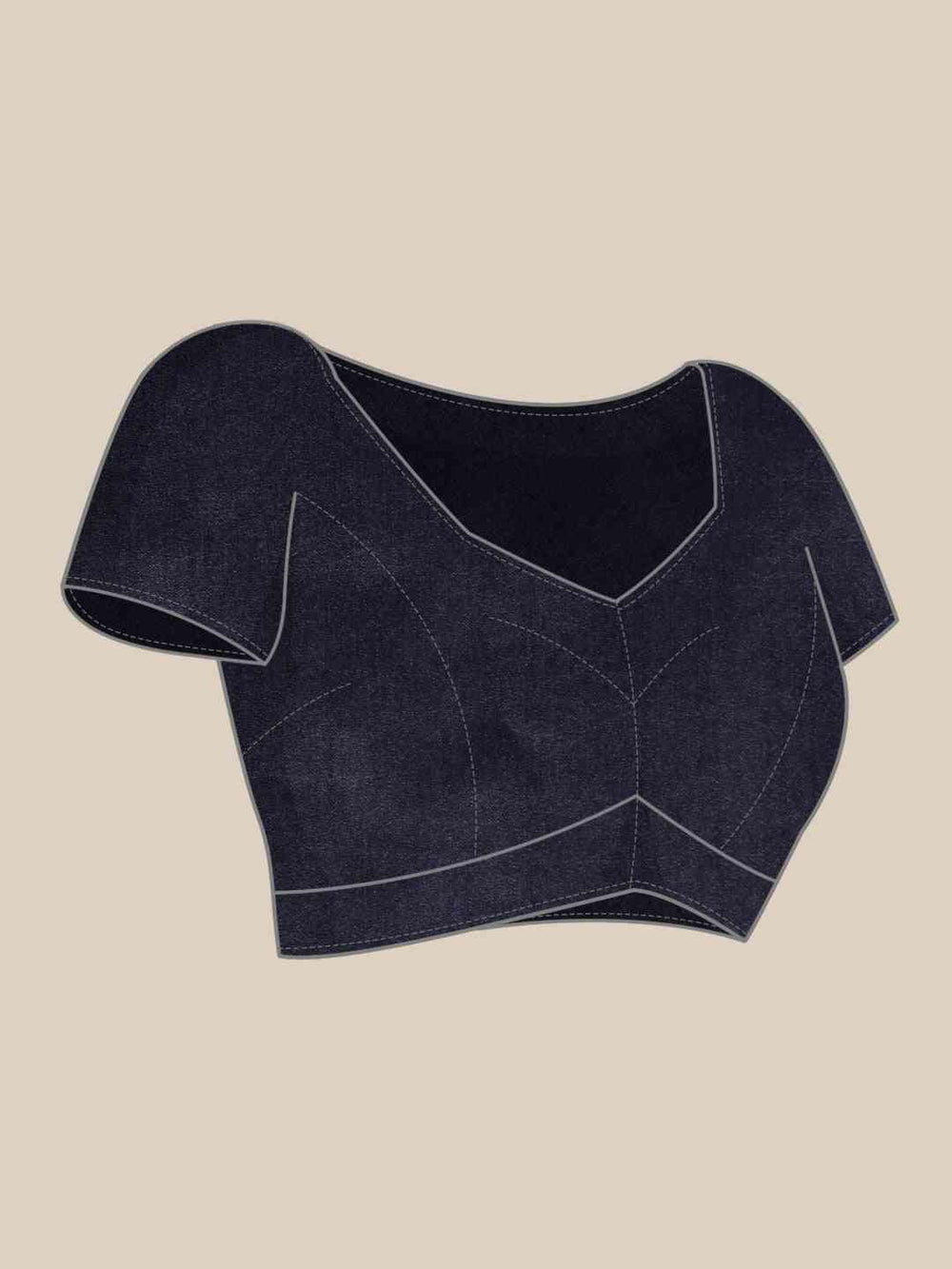Navy Colour Embroidered Velvet Saree with Mirror Work
