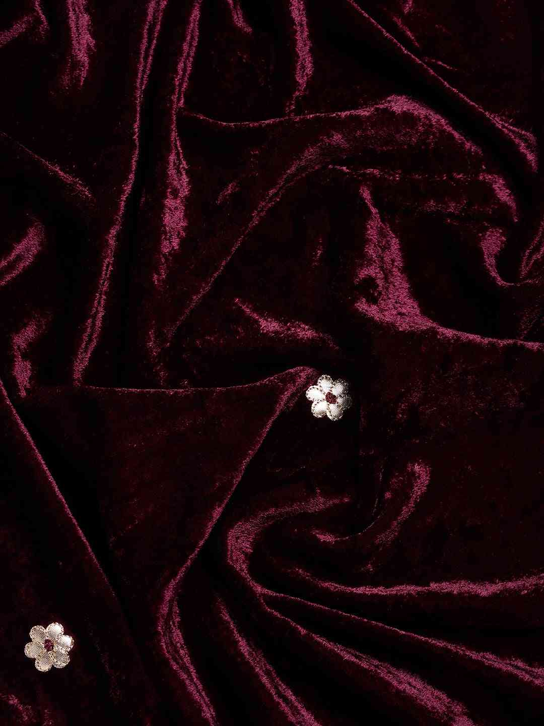 Stylish Embroidered Velvet Saree with Ethnic Motifs