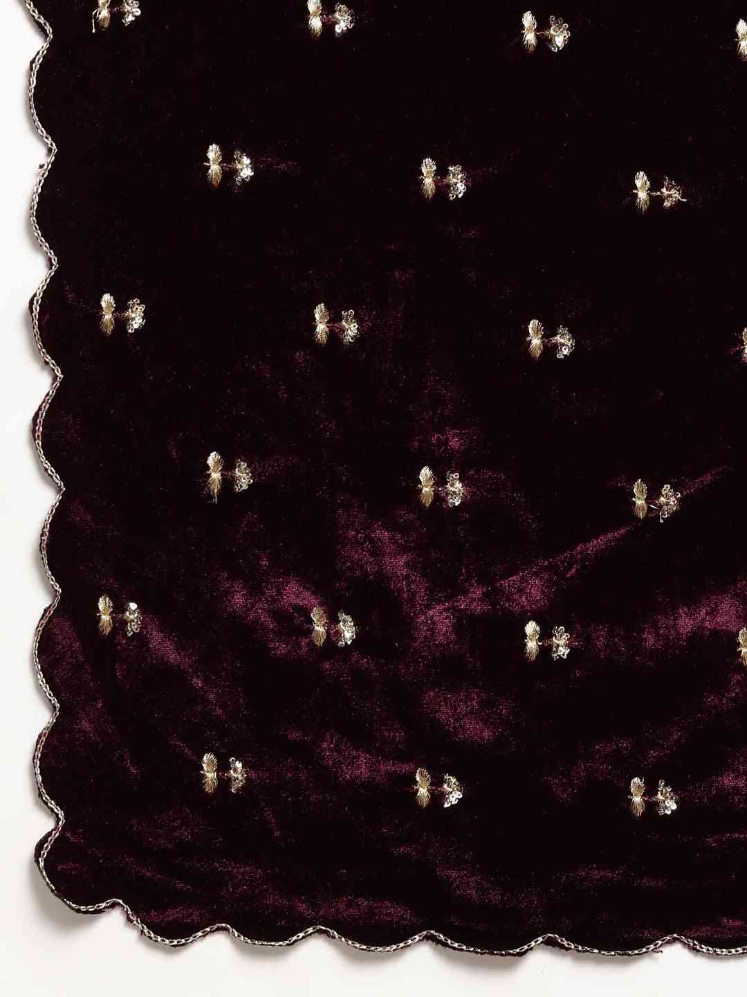  Exclusive Embroidered Velvet Saree with Cut Work