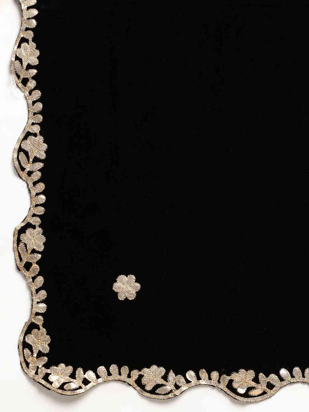 Black Colour Embroidered Velvet Saree with Ethnic Motifs