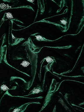 Green Colour Embroidered Velvet Saree with Ethnic Motifs Green Colour Embroidered Velvet Saree with Ethnic Motifs 