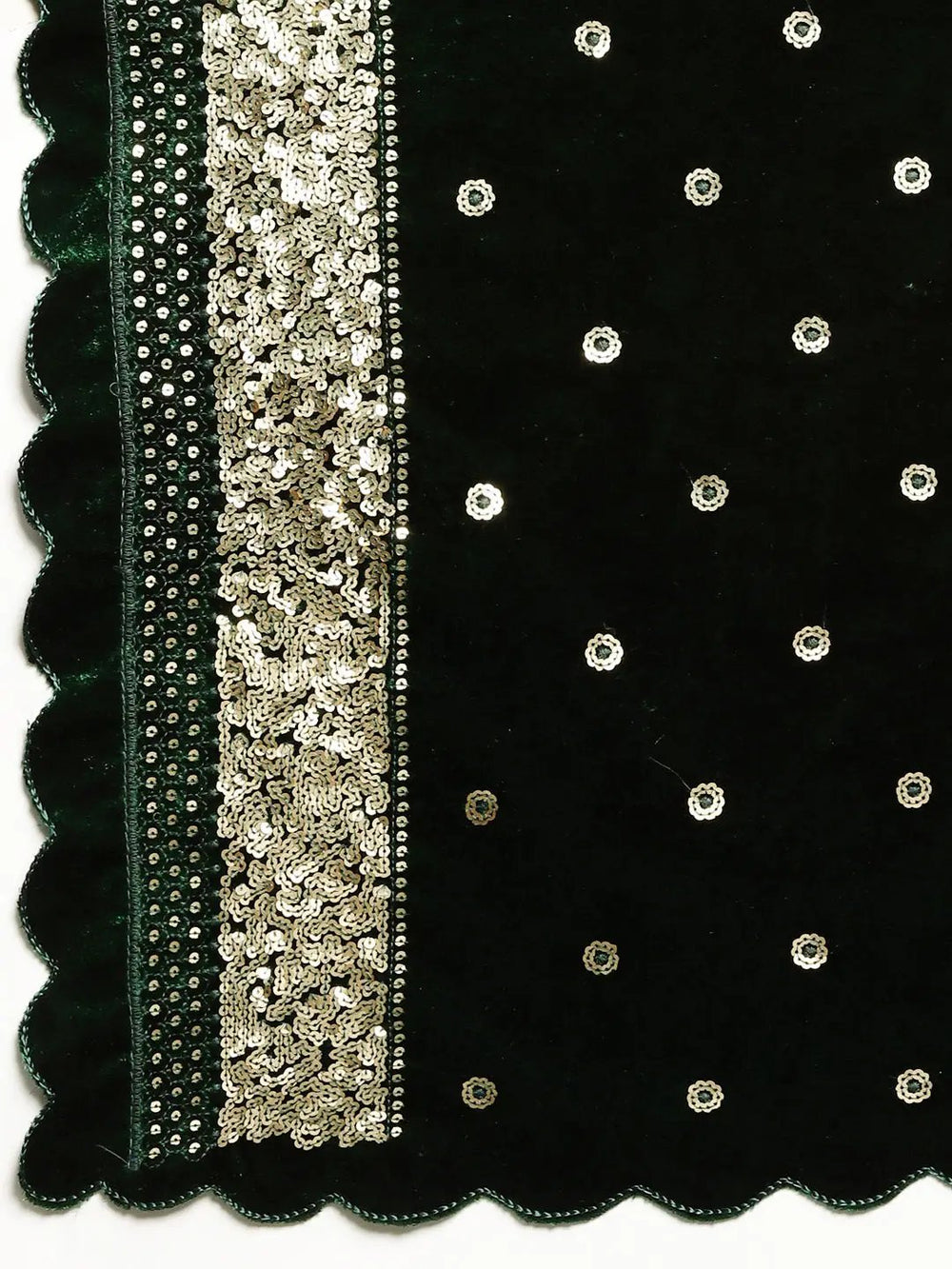 Green Colour Velvet Embroidered Sequinned Work Saree