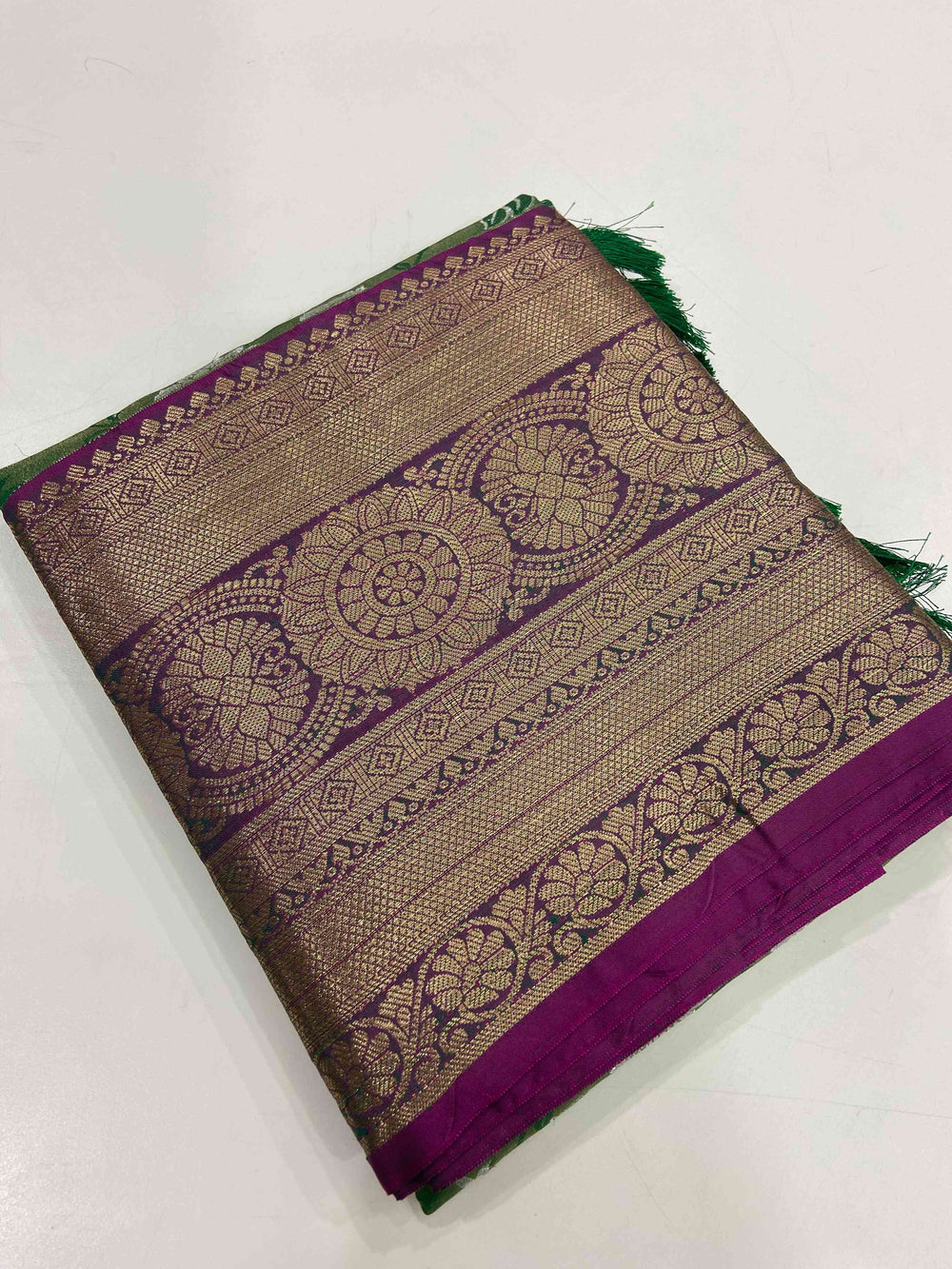 Green One Gram Gold Tissue Silk Saree