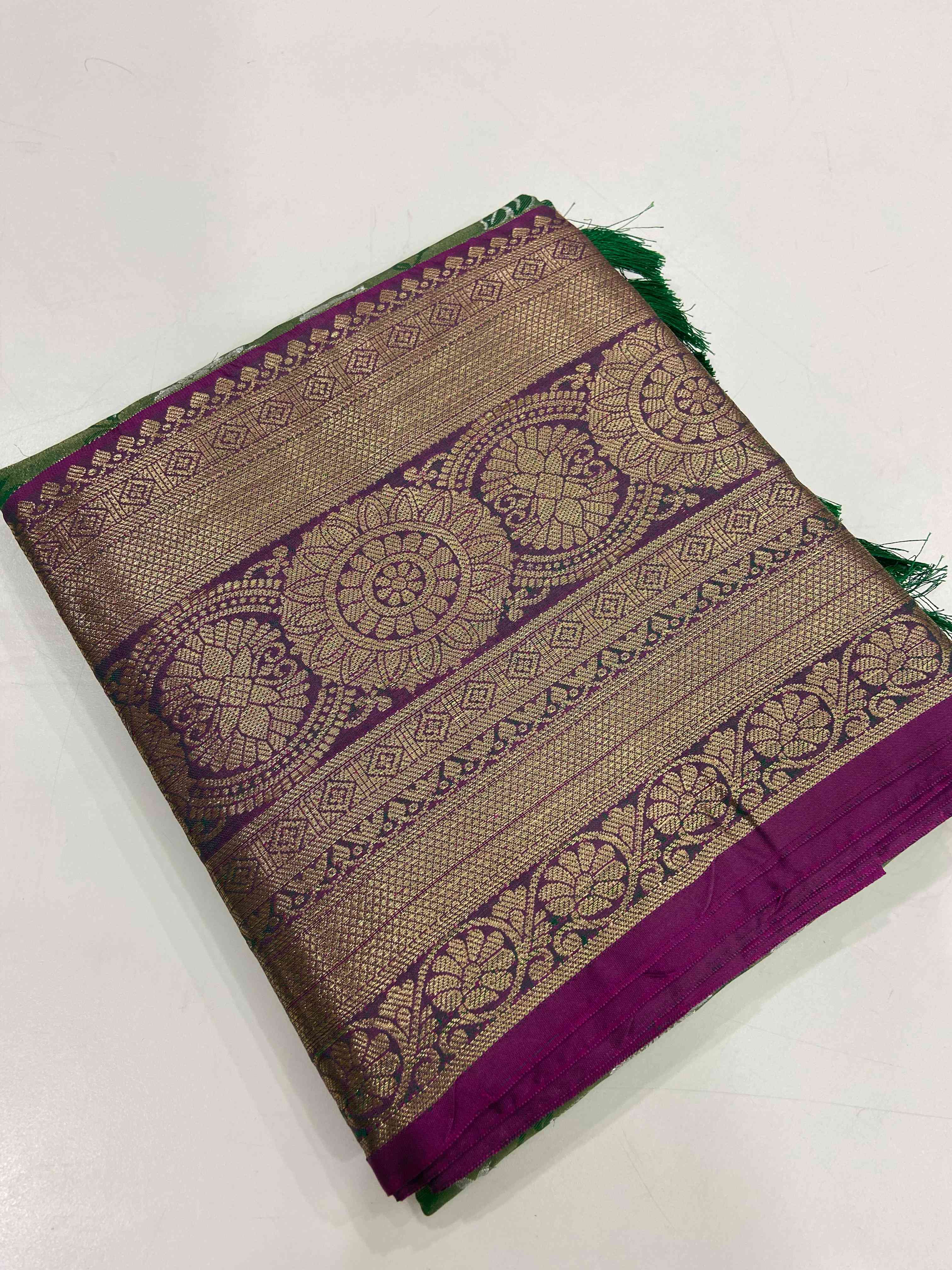 Green One Gram Gold Tissue Silk Saree