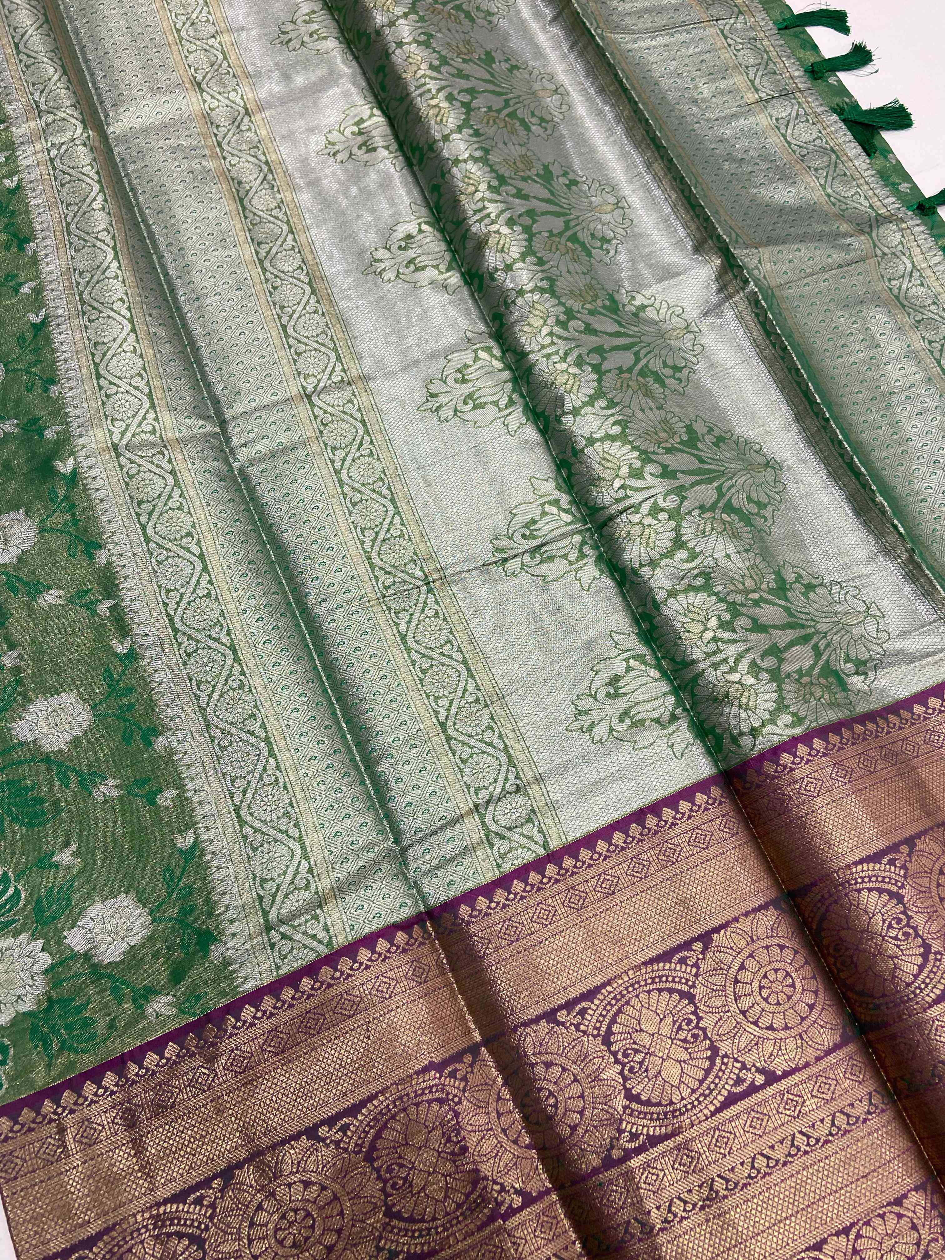 Green One Gram Gold Tissue Silk Saree