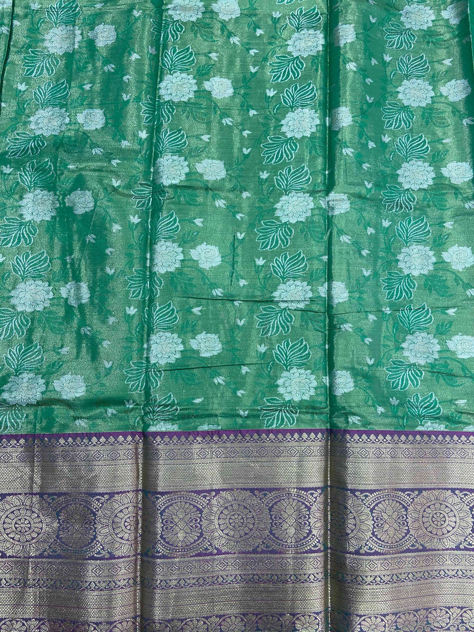 Green One Gram Gold Tissue Silk Saree