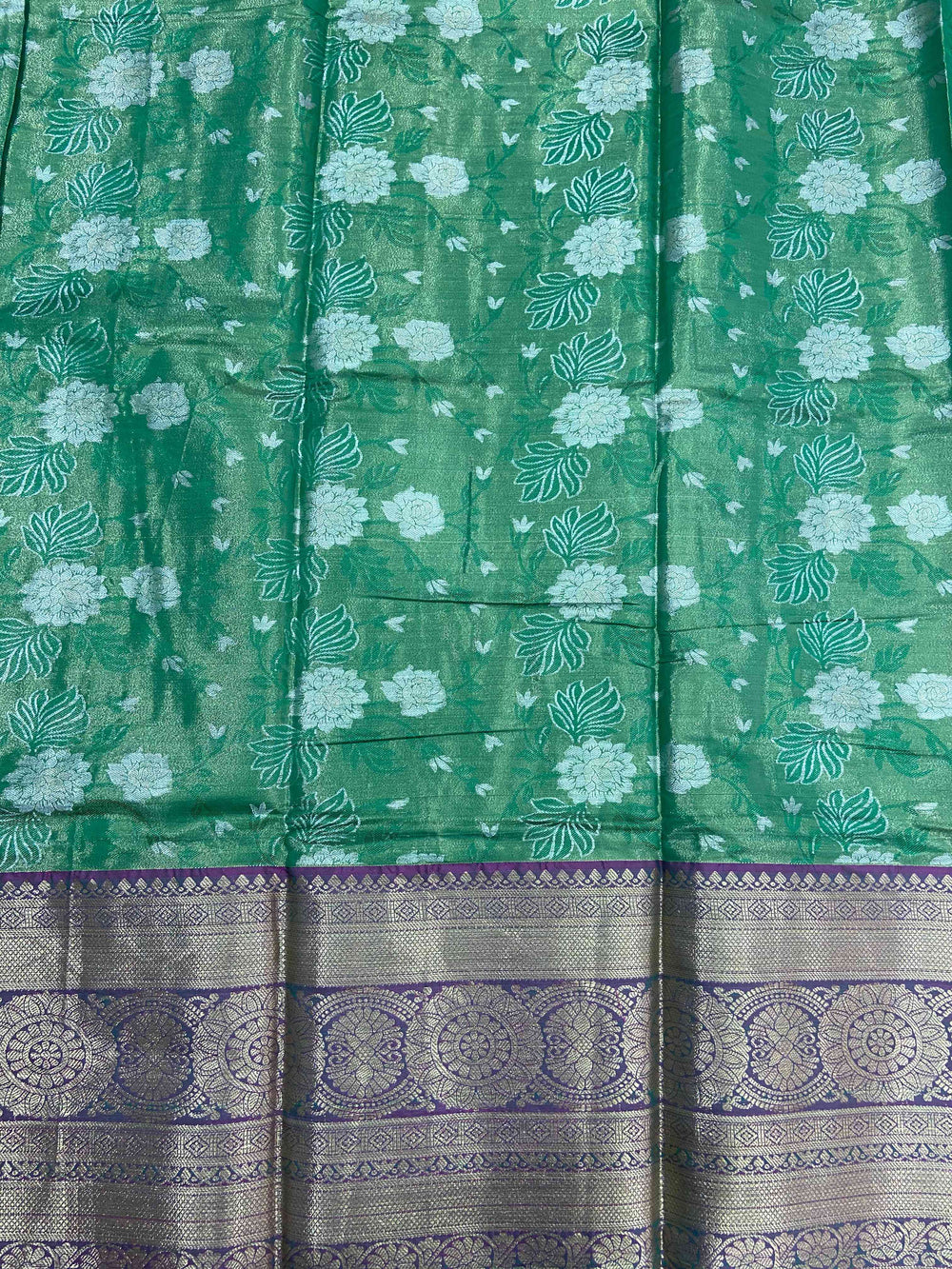 Green One Gram Gold Tissue Silk Saree