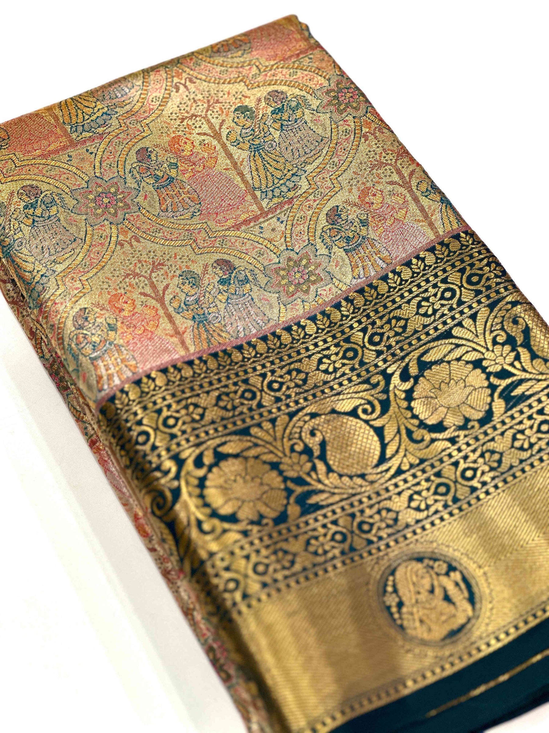 Teal Dharmavaram Silk Saree