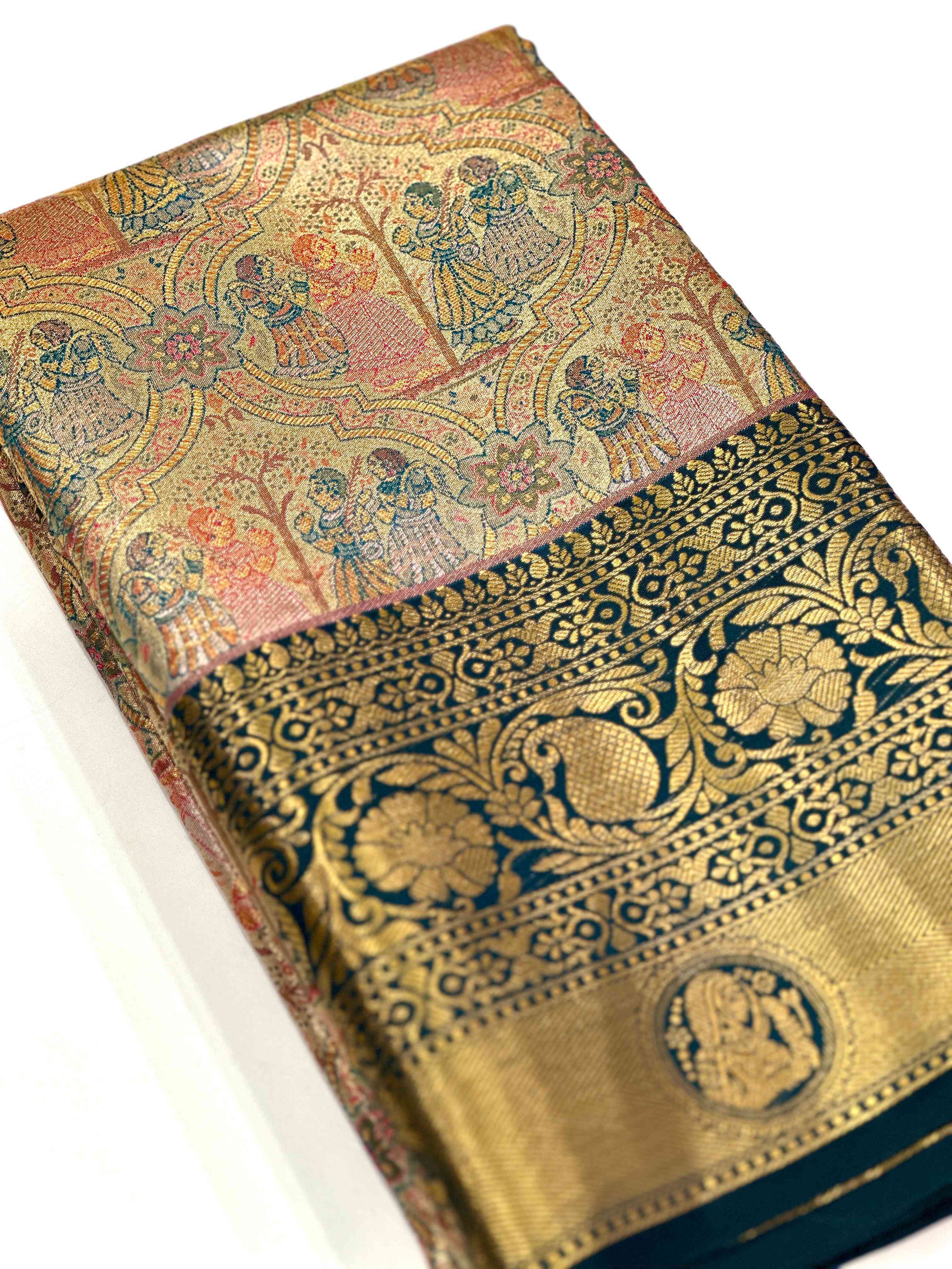 Teal Dharmavaram Silk Saree