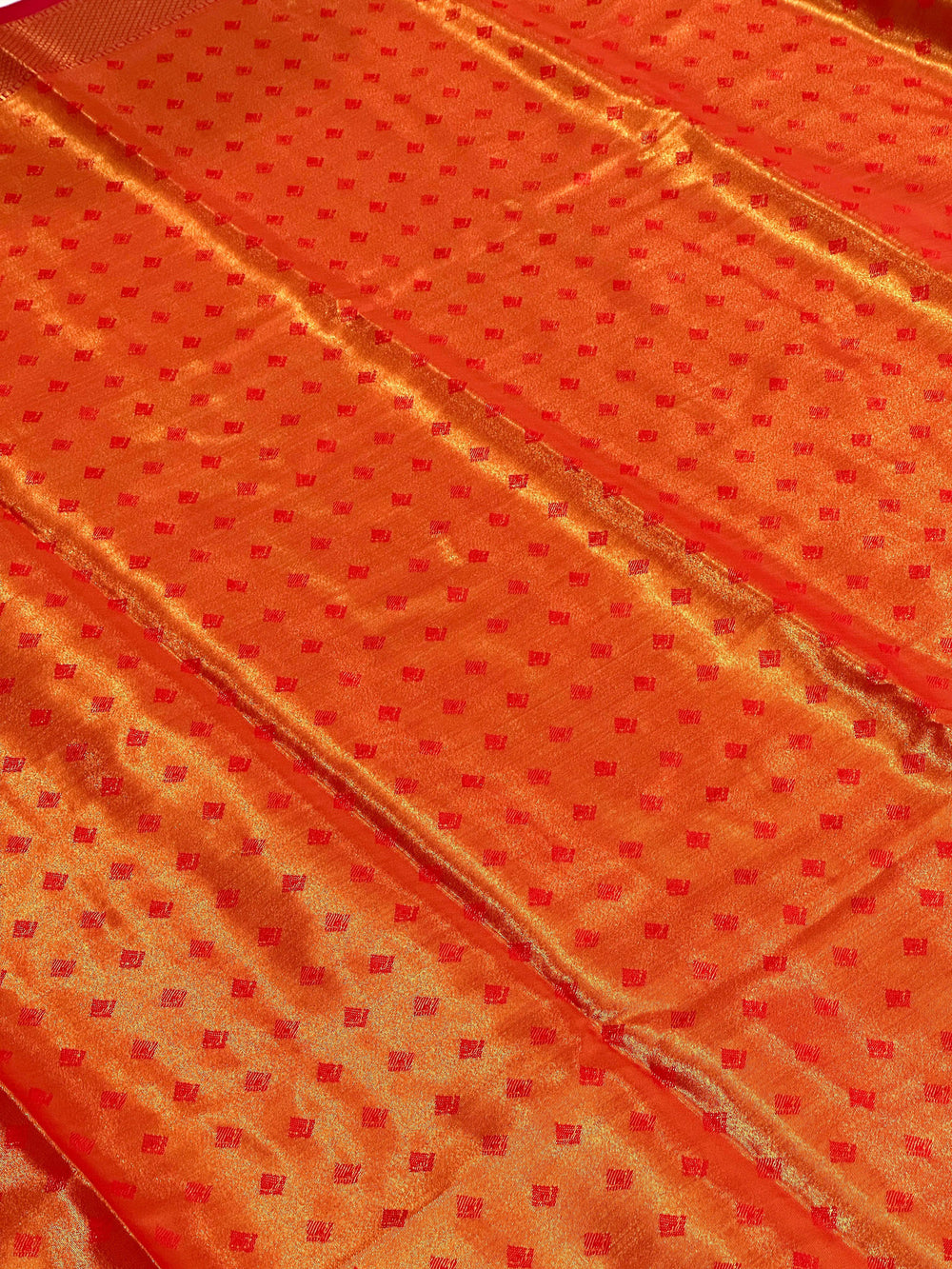 Red Animal Motif Saree With Gold Zari Border