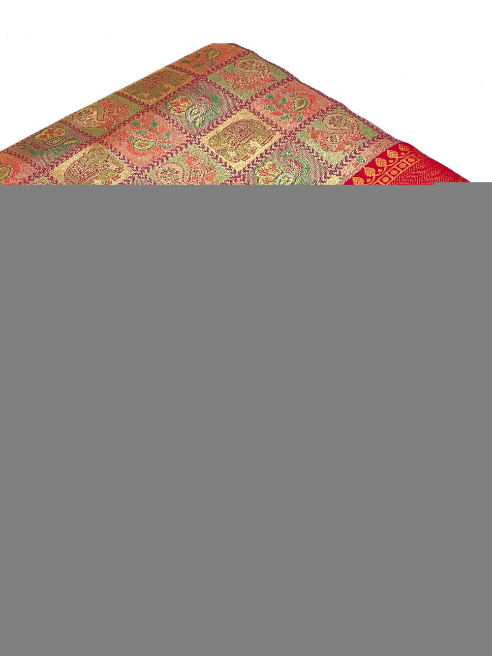 Pink Animal Motif Saree With Gold Zari Border