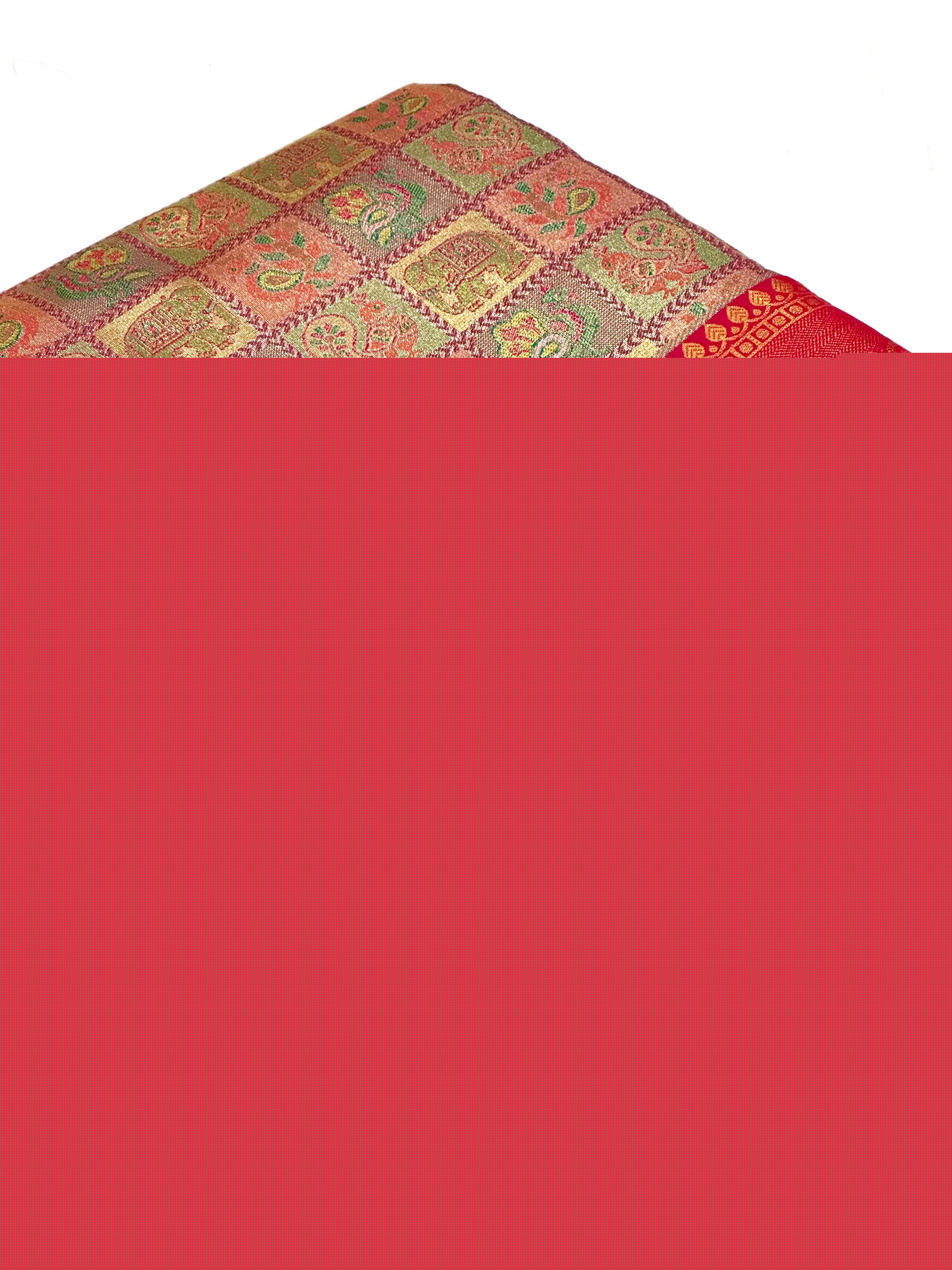 Pink Animal Motif Saree With Gold Zari Border
