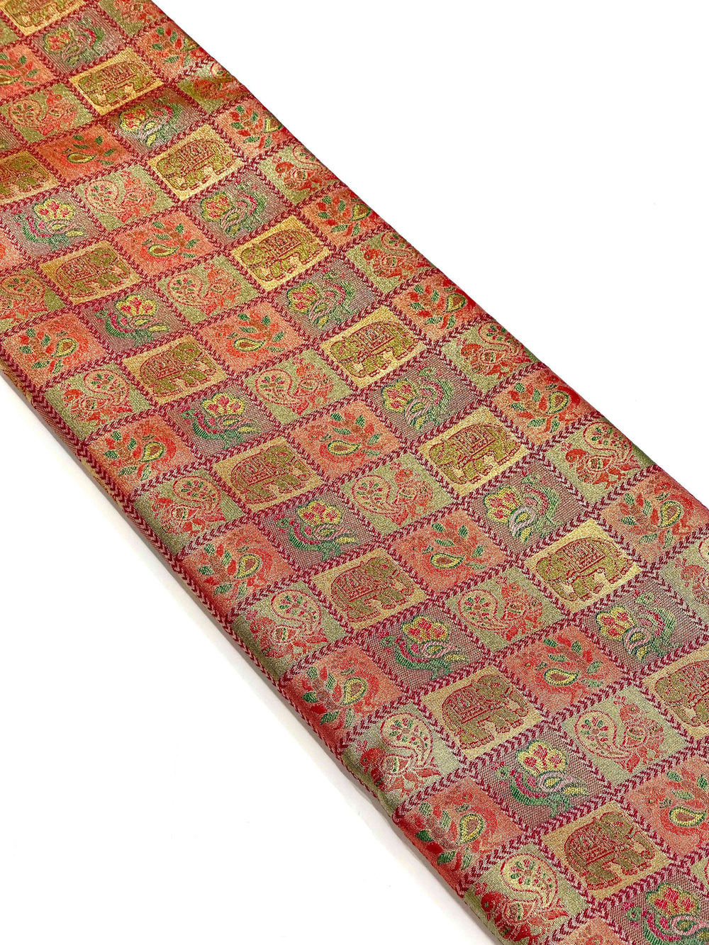 Pink Animal Motif Saree With Gold Zari Border