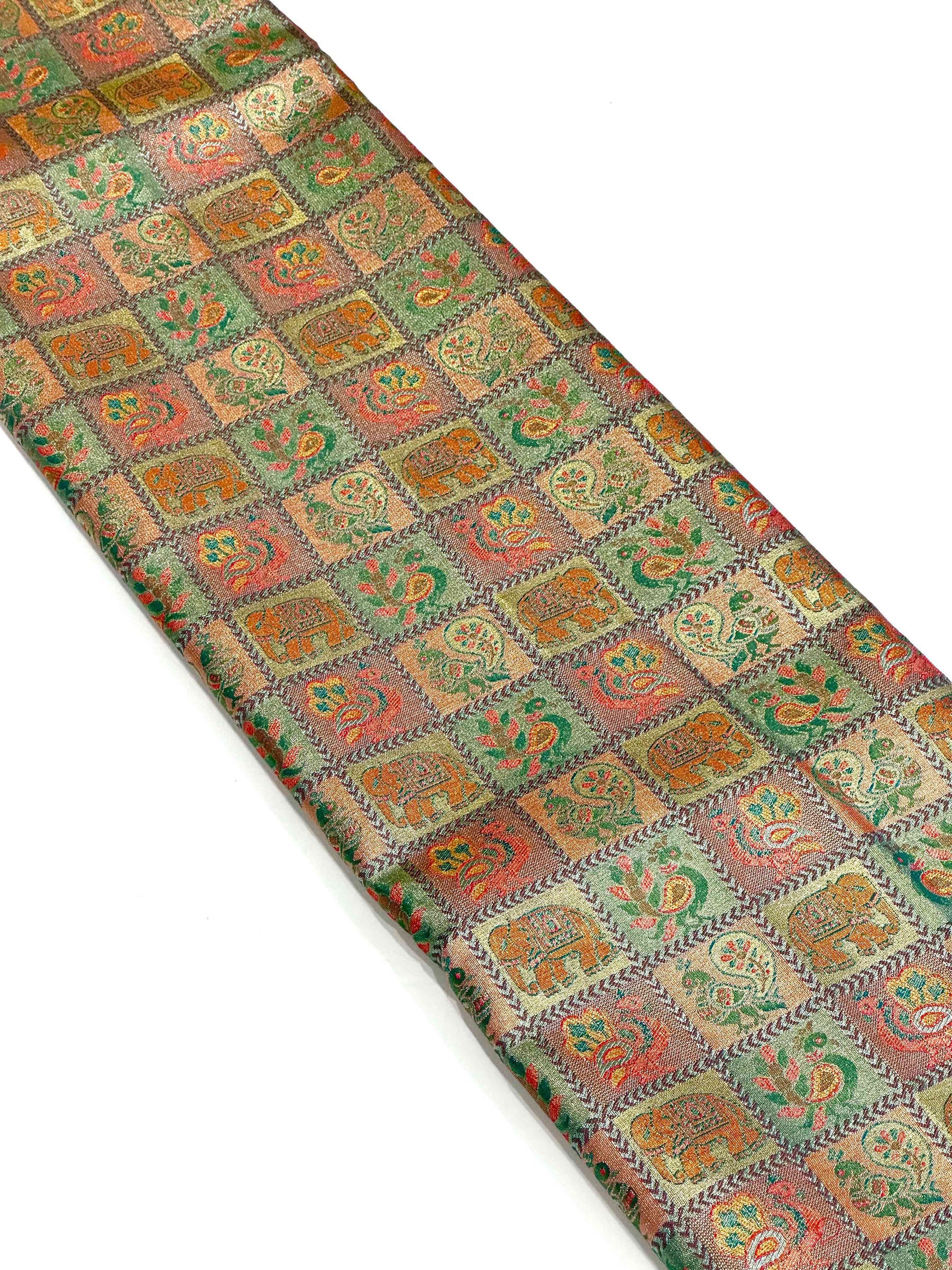 Sky Blue Animal Motif Saree With Gold Zari Border
