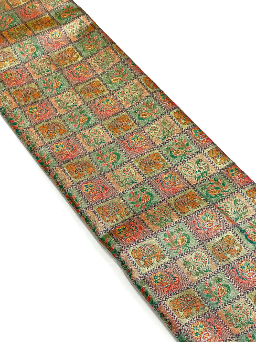 Sky Blue Animal Motif Saree With Gold Zari Border
