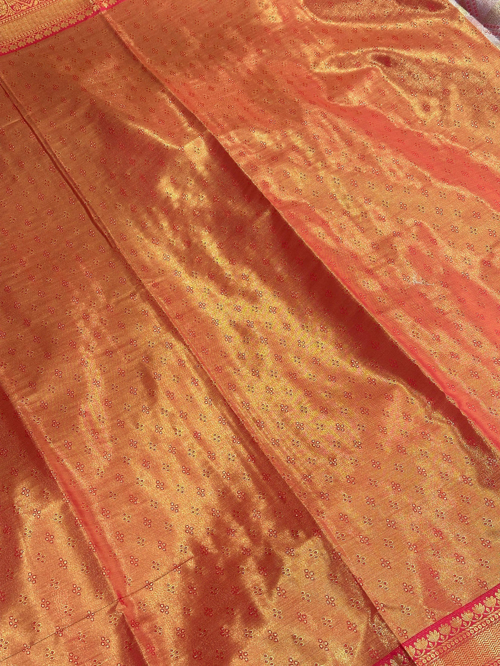 Red Golden Geometrics With Floral Elegance Saree
