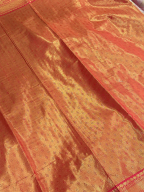 Red Golden Geometrics With Floral Elegance Saree