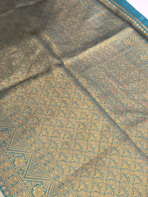 Rama Golden Geometrics With Floral Elegance Saree