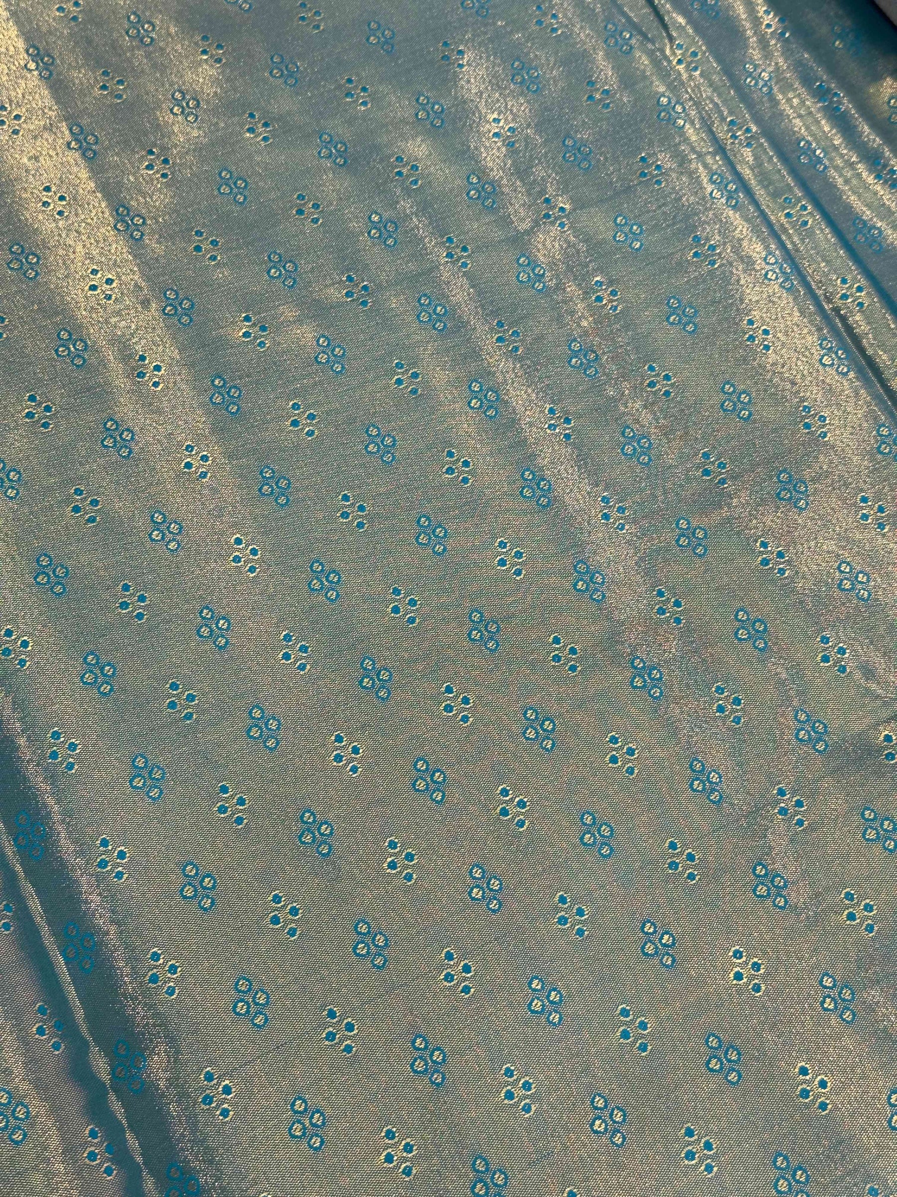Rama Golden Geometrics With Floral Elegance Saree
