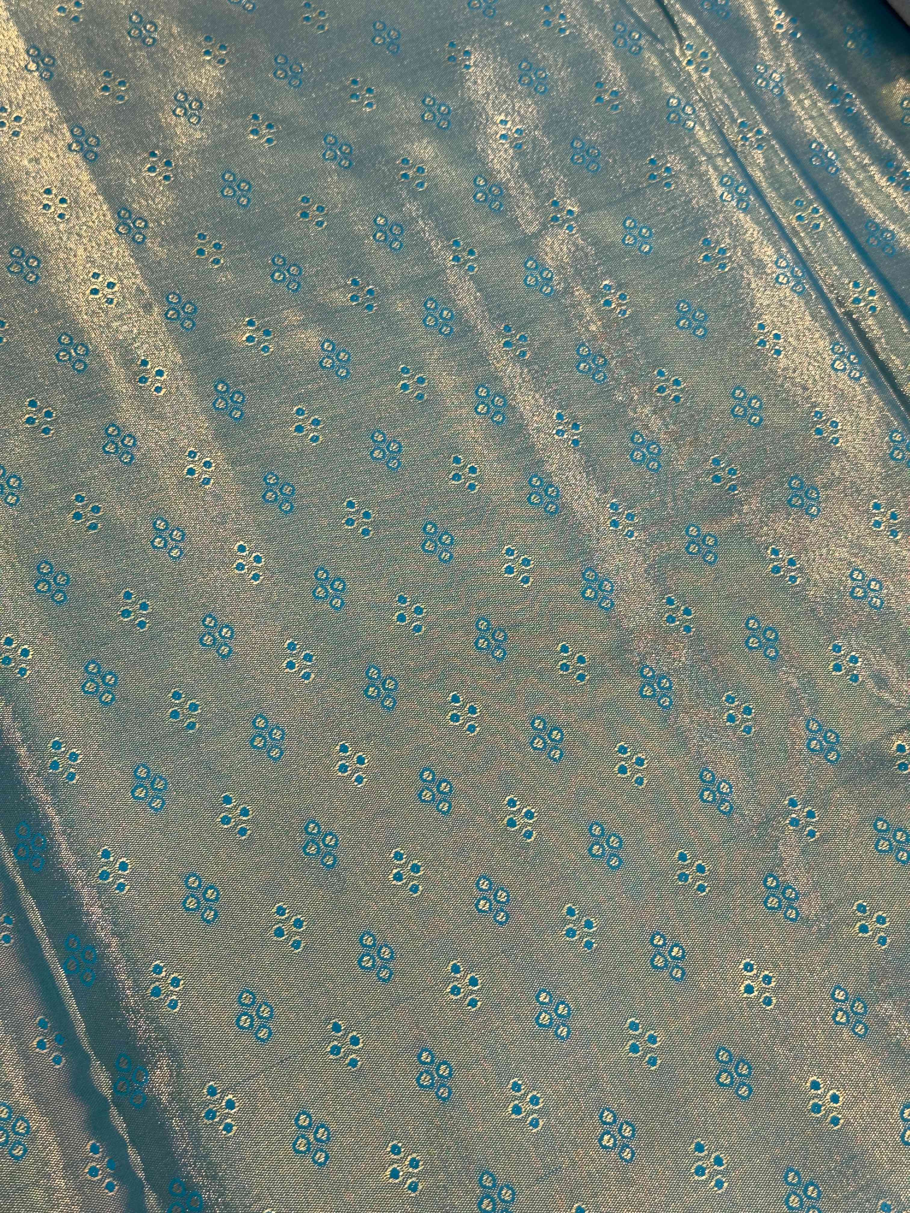 Rama Golden Geometrics With Floral Elegance Saree