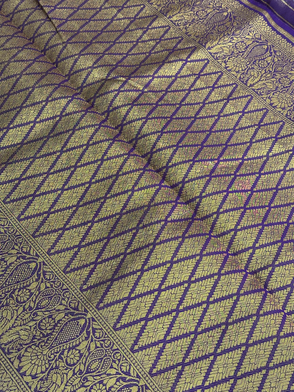 Gold Zari Floral Saree in Black