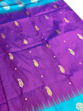 Wine Mango Butti Soft Silk Saree
