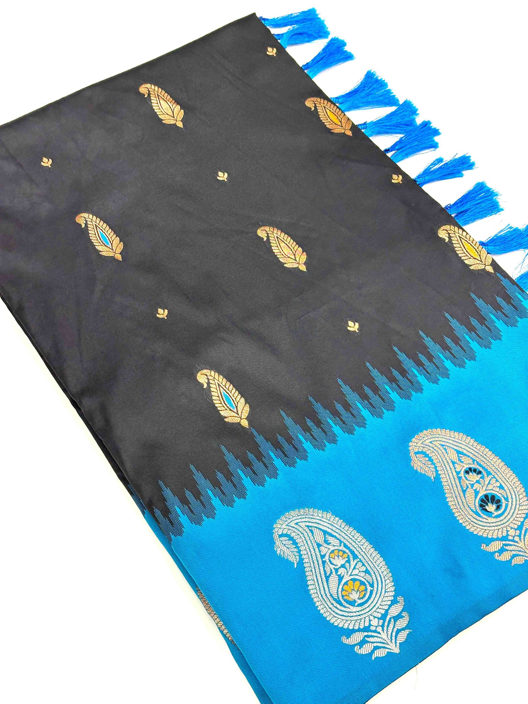 Balck Mango Butti Soft Silk Saree