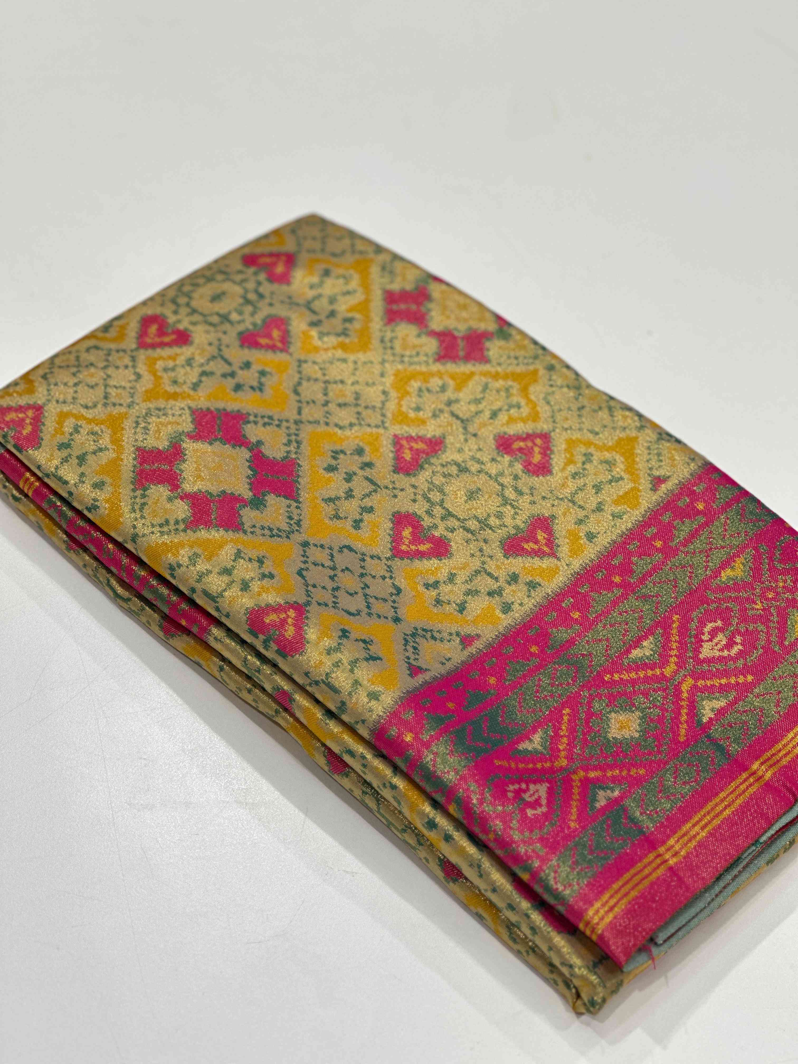 Yellow Double Ikkat Semi Silk Patola