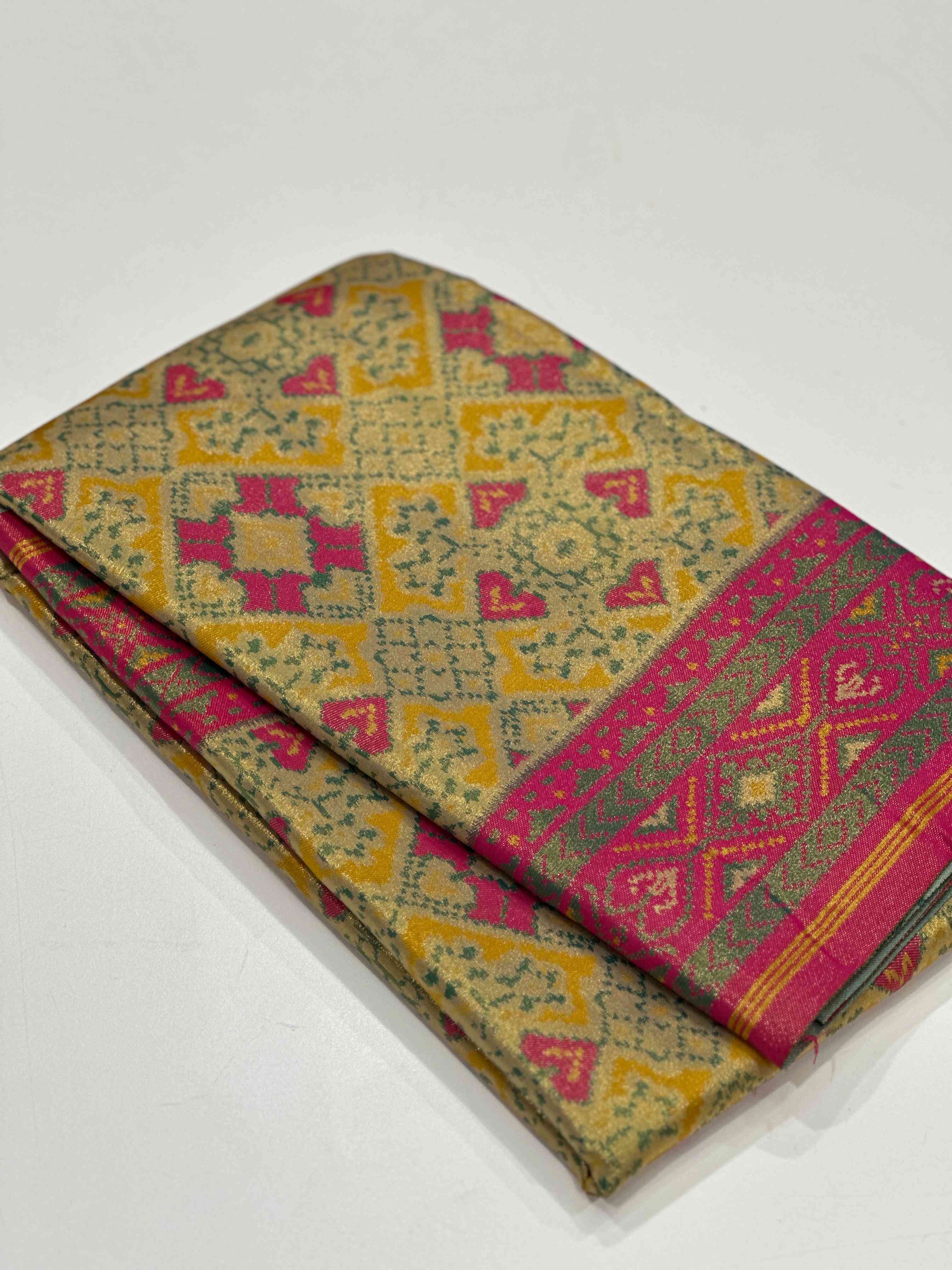 Yellow Double Ikkat Semi Silk Patola