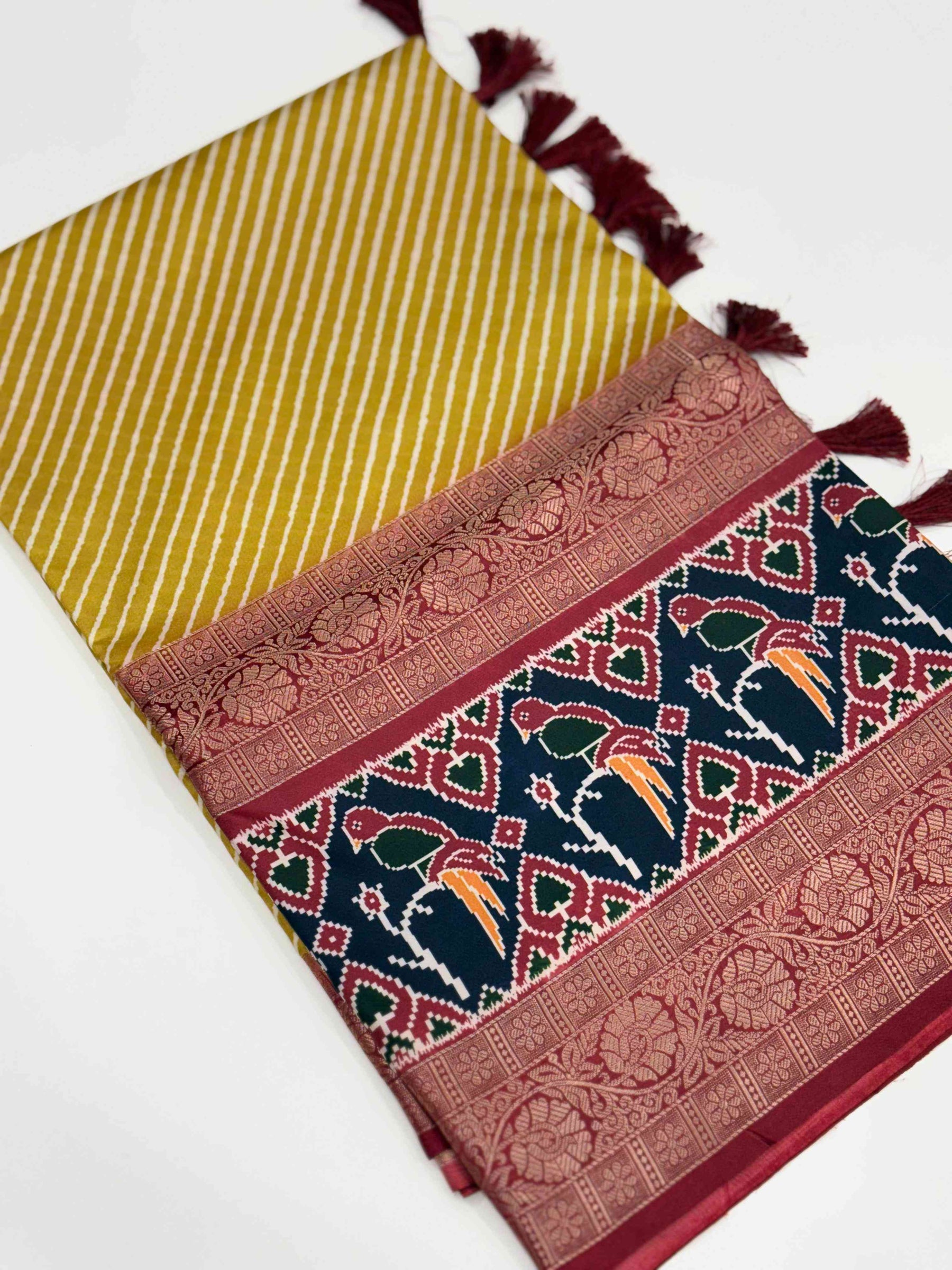 Mustard Silk Blend Lehriya Saree


