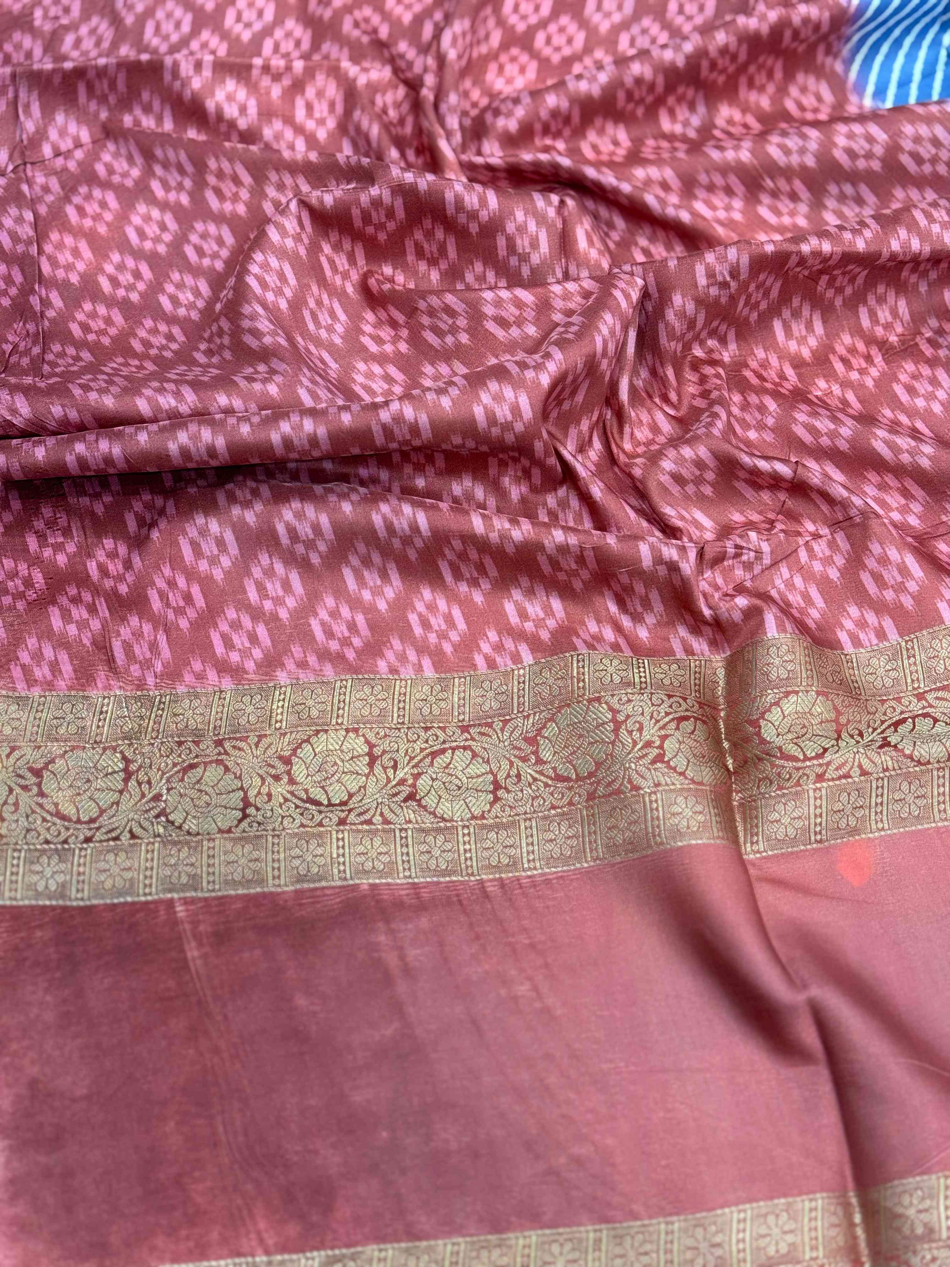 Royal Blue Silk Blend Lehriya Saree
