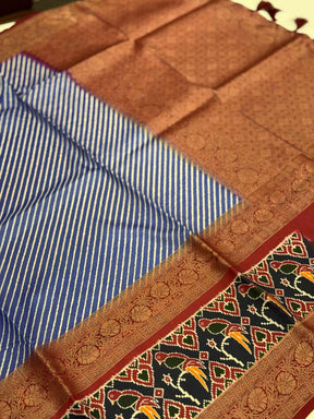 Royal Blue Silk Blend Lehriya Saree