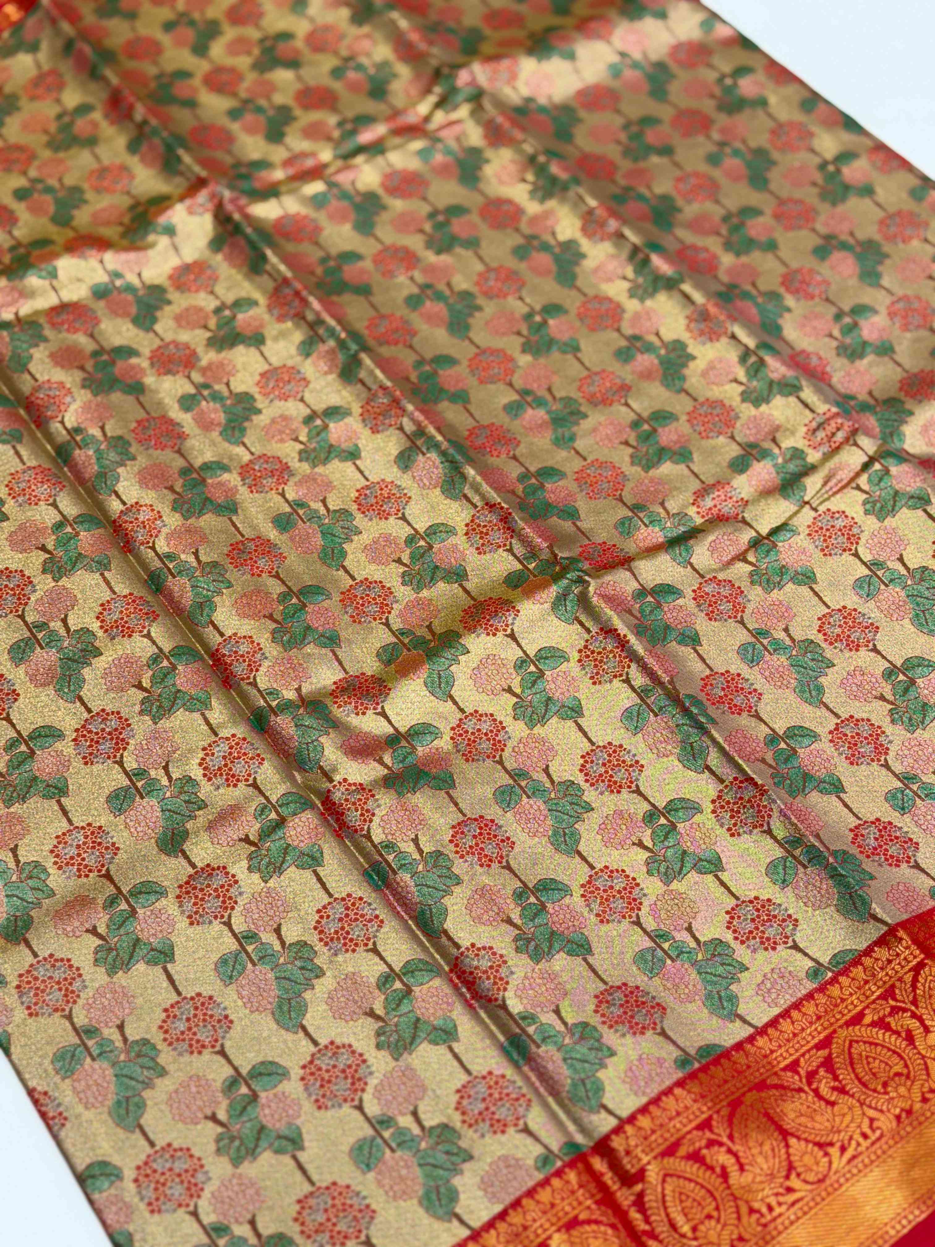 Radiant Red Floral Dharmavaram Silk Saree