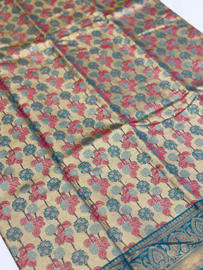 Serene Rama Floral Dharmavaram Silk Saree